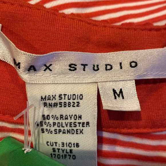 Max Studio Women’s Medium Halter Top Striped Red White Scoop Neck Sleeveless - Picture 5 of 5